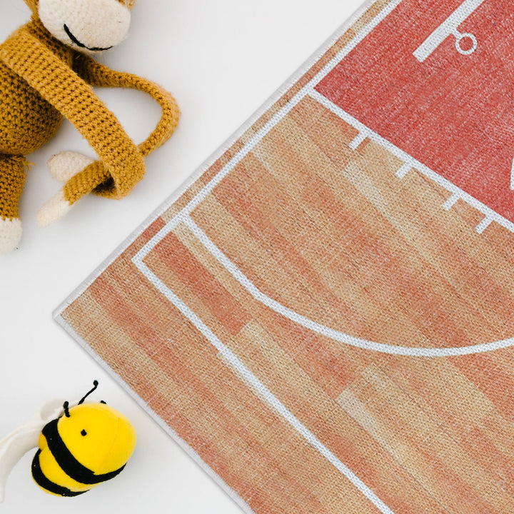 Low Pile- Non-Slip- Educational Kids Rug for Playroom |Basketball Pattern |39.5 x 59 Inches