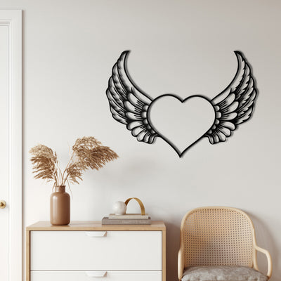 Engel Herz Metall Wandkunst