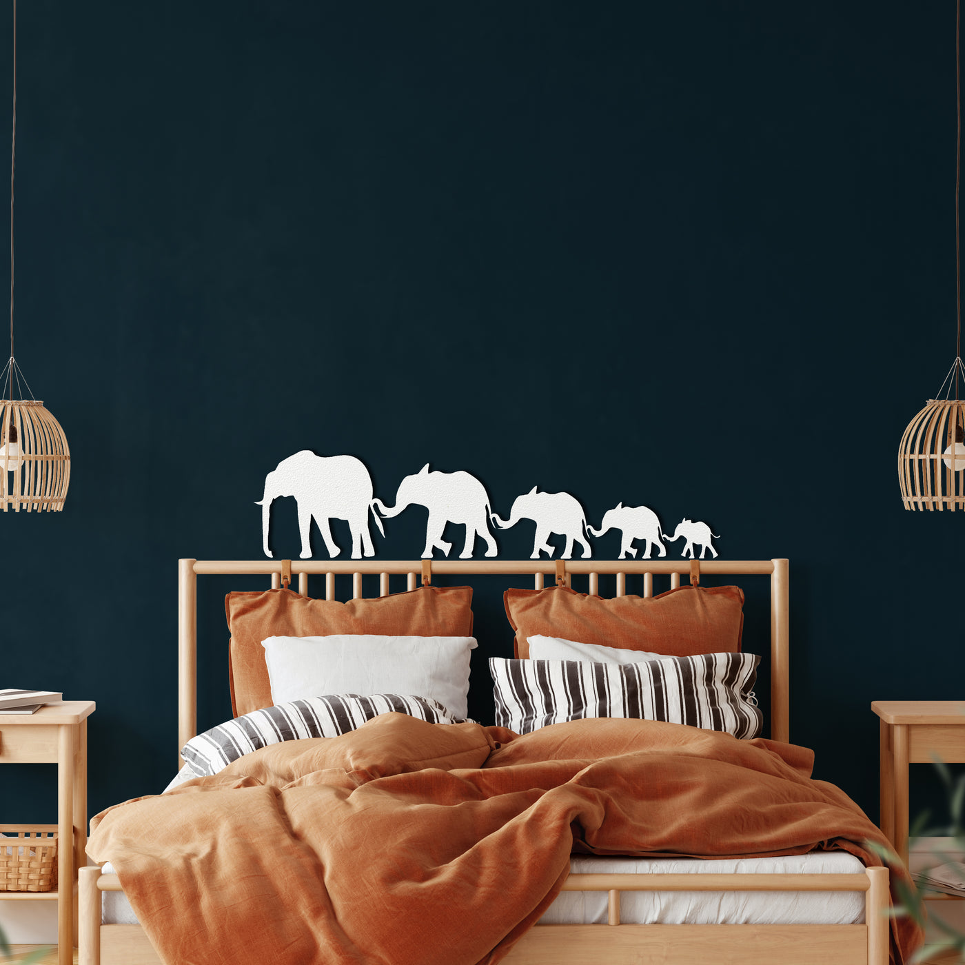 Famille de Grands Eléphants Art Mural en Métal