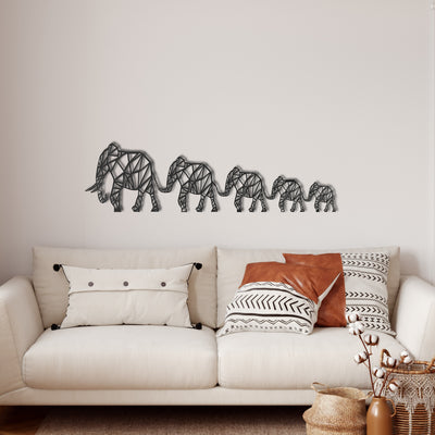 Geometrischer Elefant Familie Metall Wandkunst