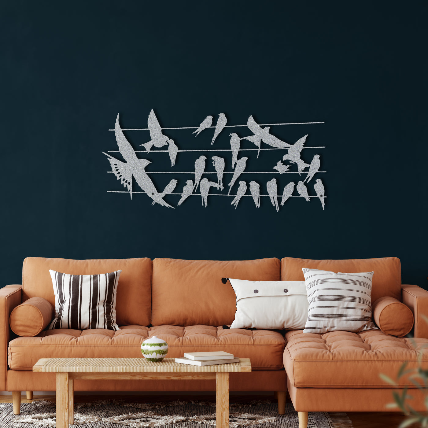 Oiseaux Sur Branche Art Mural en Métal