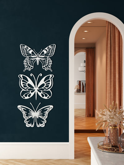 Set of 3 Butterflies Metal Wall Art