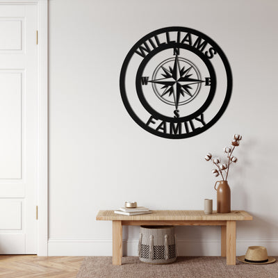 Kompass Monogramm Metall Wandkunst