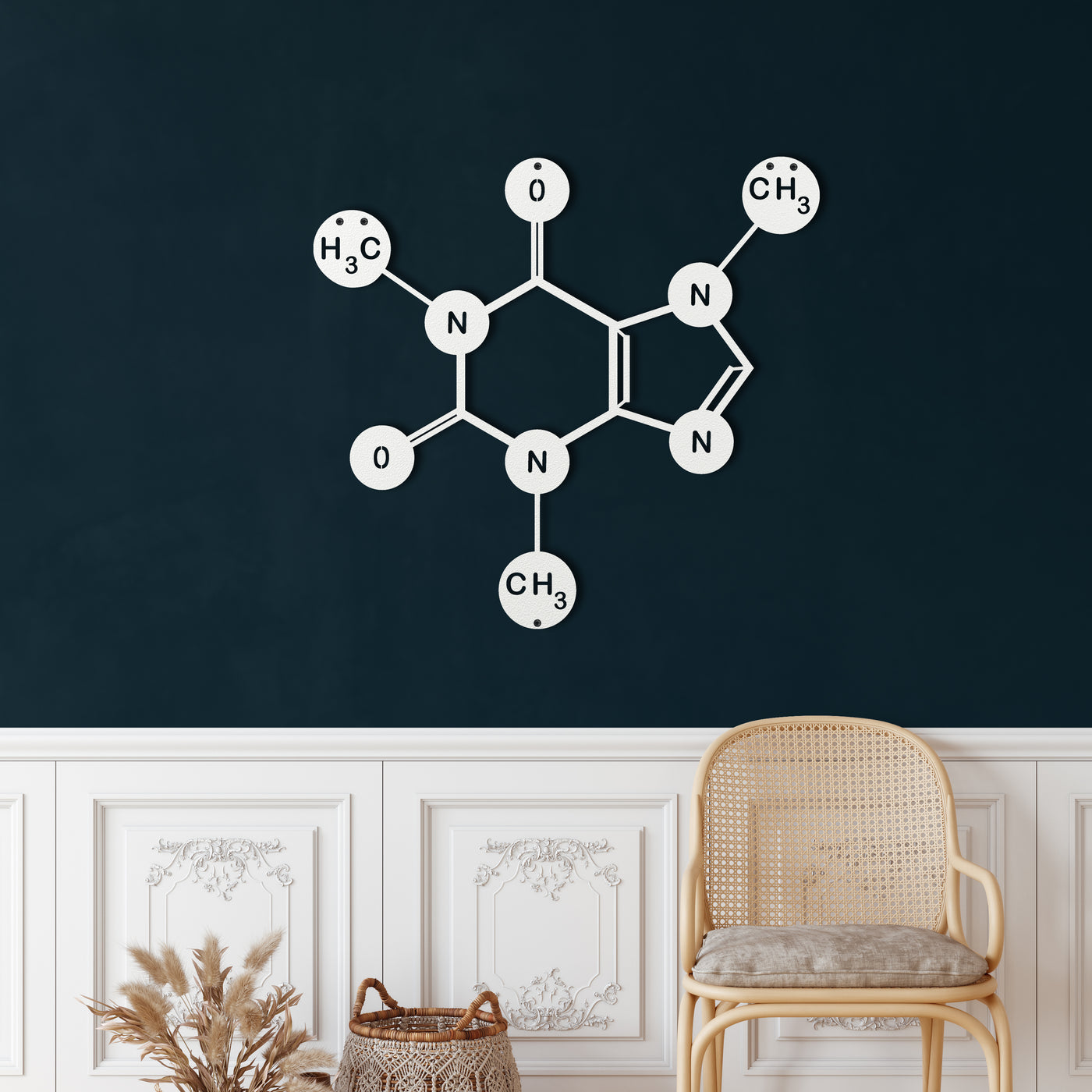 Caffeine Molecule Metal Wall Art