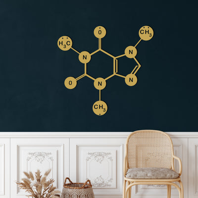 Molécule de Caféine Art Nural en Métal