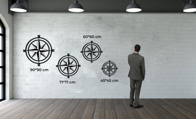 Kompass Monogramm Metall Wandkunst