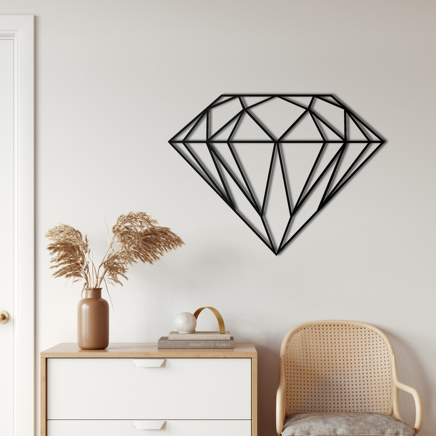 Geometrischer Diamant Metall Wandkunst