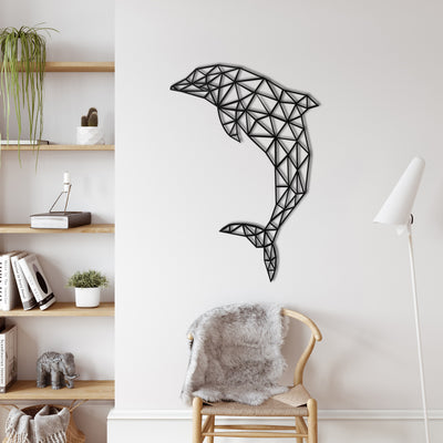 Arte de Pared Metálico Geométrico con Forma de Delfín