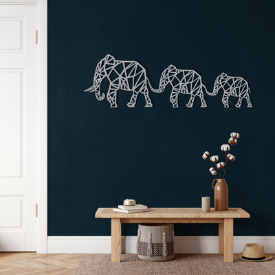 Geometrischer Elefant Familie Metall Wandkunst