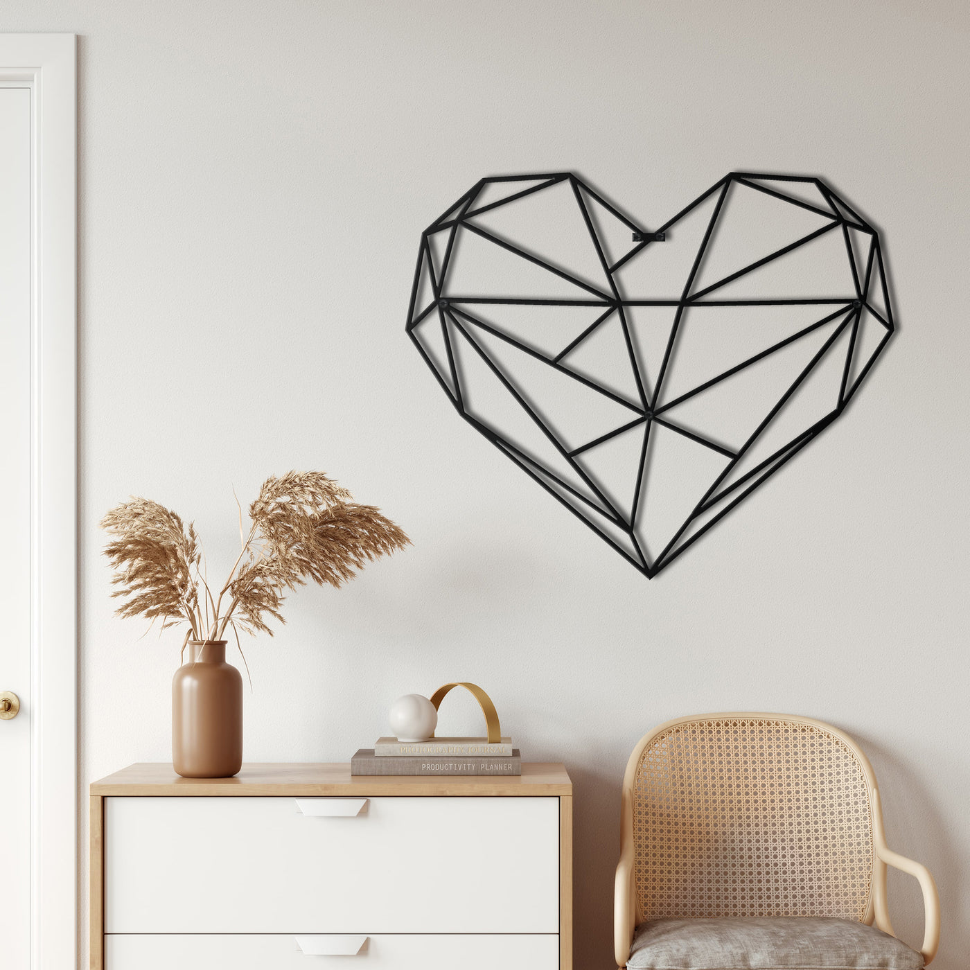 Geometrisches Herz Metall Wandkunst