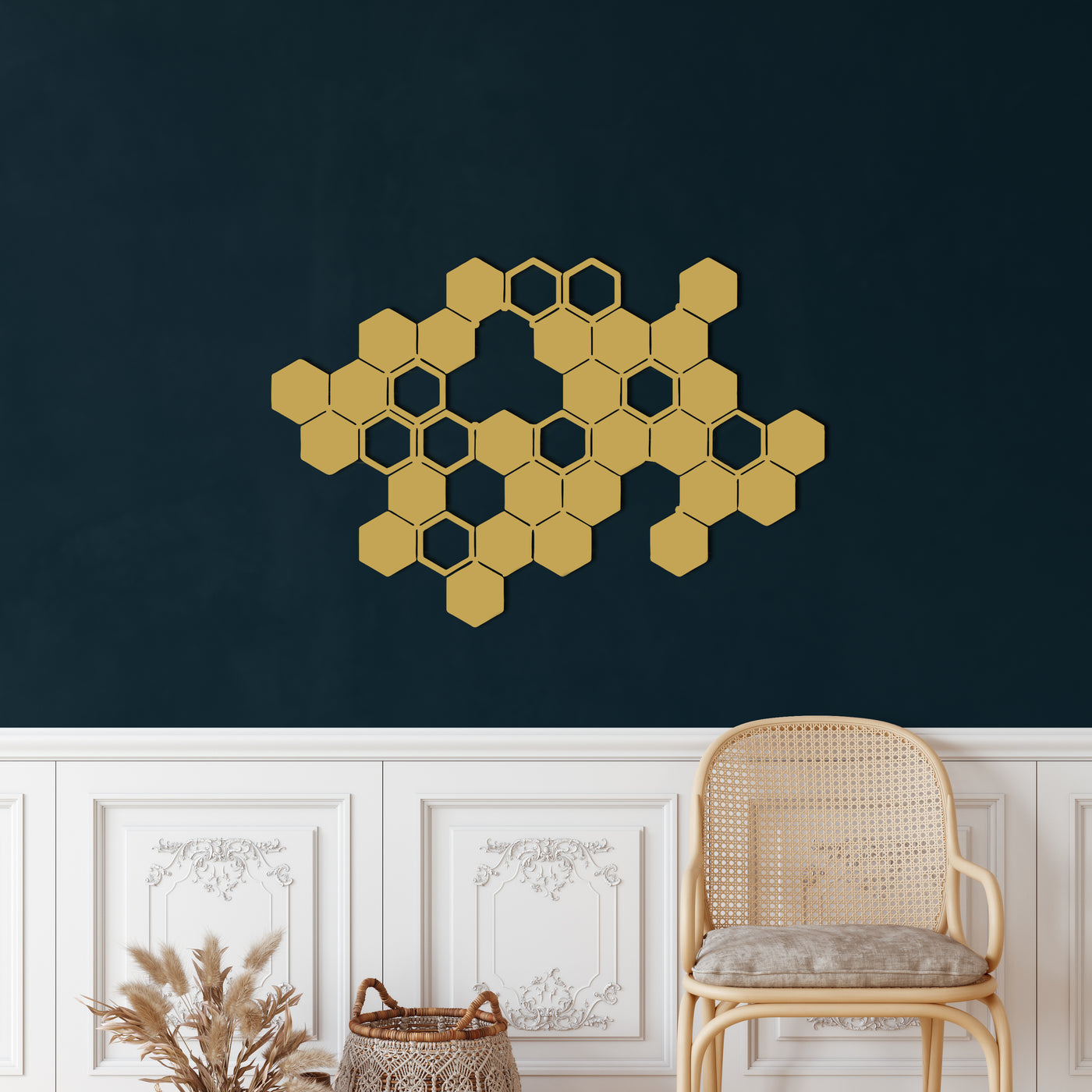 Bienenwaben Metall Wandkunst