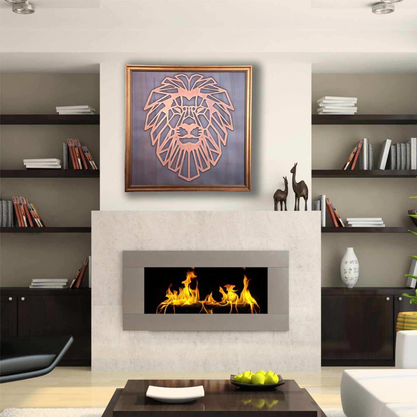 Lion Head Copper Wall Art