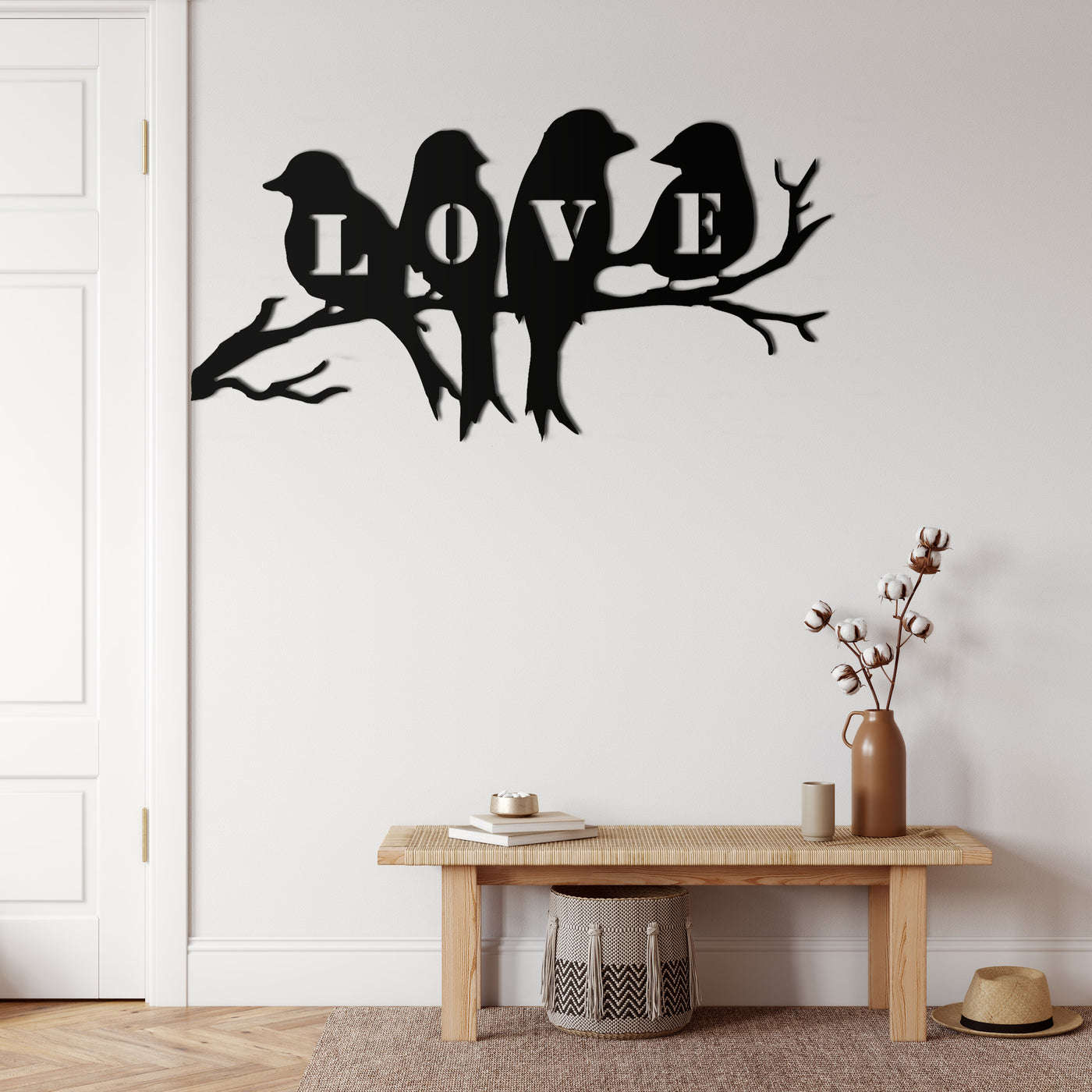 Arte de Pared de Metal "Birds on Branch" (Pájaros en una Rama)