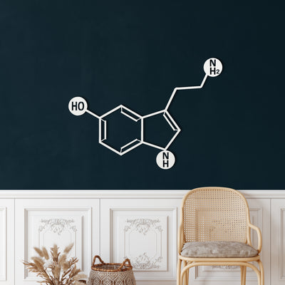 Serotonin Molecule Metal Wall Art