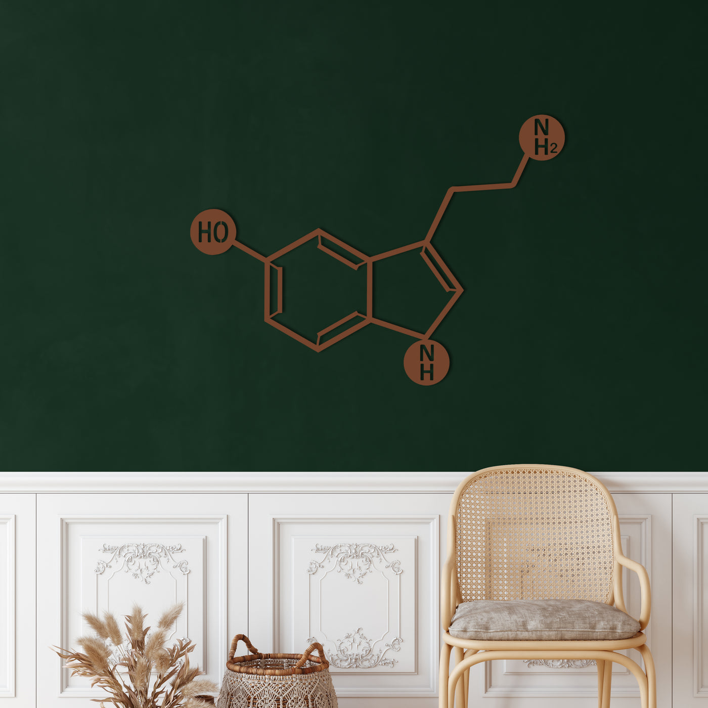 Serotonin Molecule Metal Wall Art