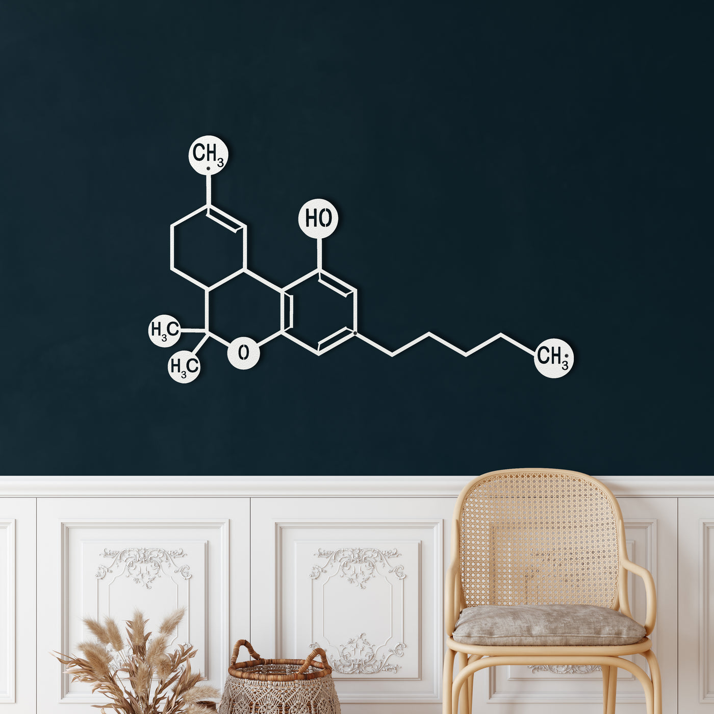 THC-Molekül Metall Wandkunst