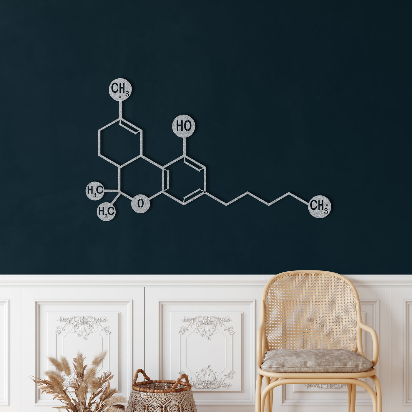 Arte de Pared Metálico de la Molécula de THC