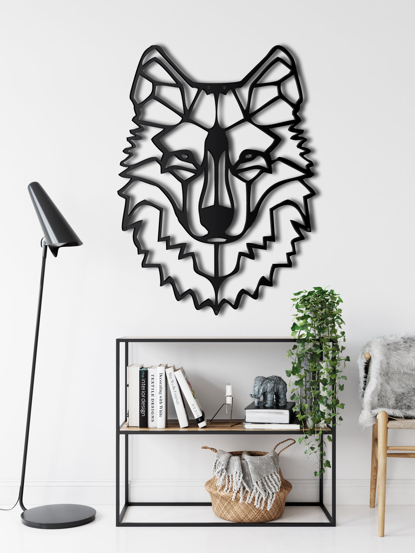 Wolfskopf Metall Wandkunst
