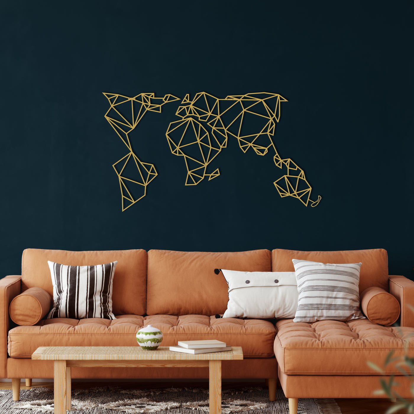 Geometrische Weltkarte Metall Wandkunst