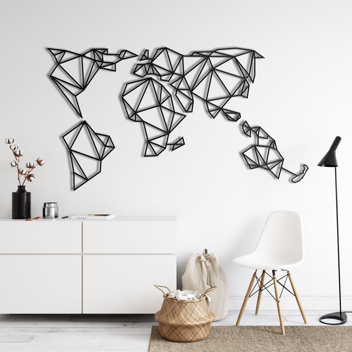 Geometrische Weltkarte Metall Wandkunst