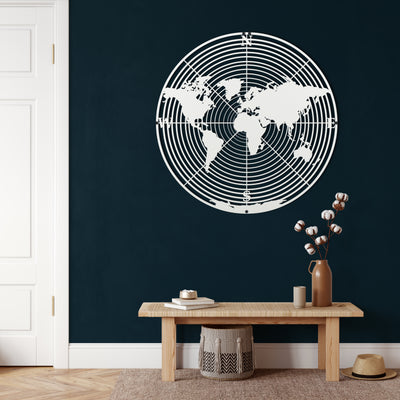 World Map Circle Metal Wall Art