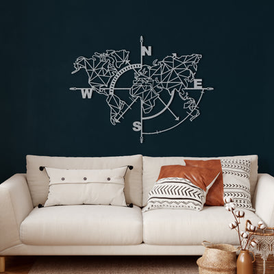 Geometric World Map Metal Wall Art