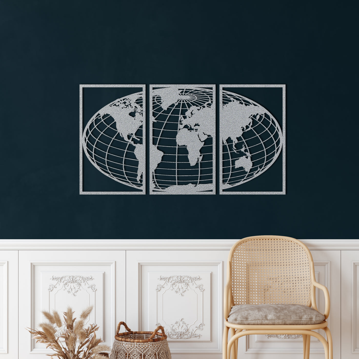 World Map Globe Metal Wall Art