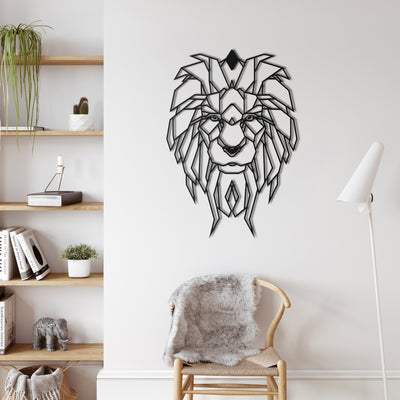Geometric Lion Head Metal Wall Art