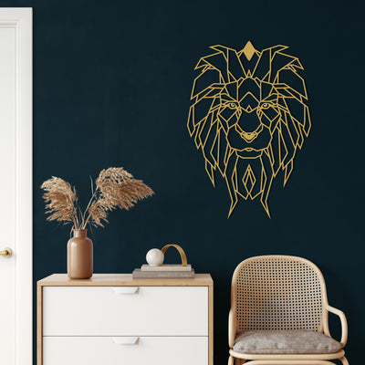 Art Mural en Métal Tête de Lion Géométrique