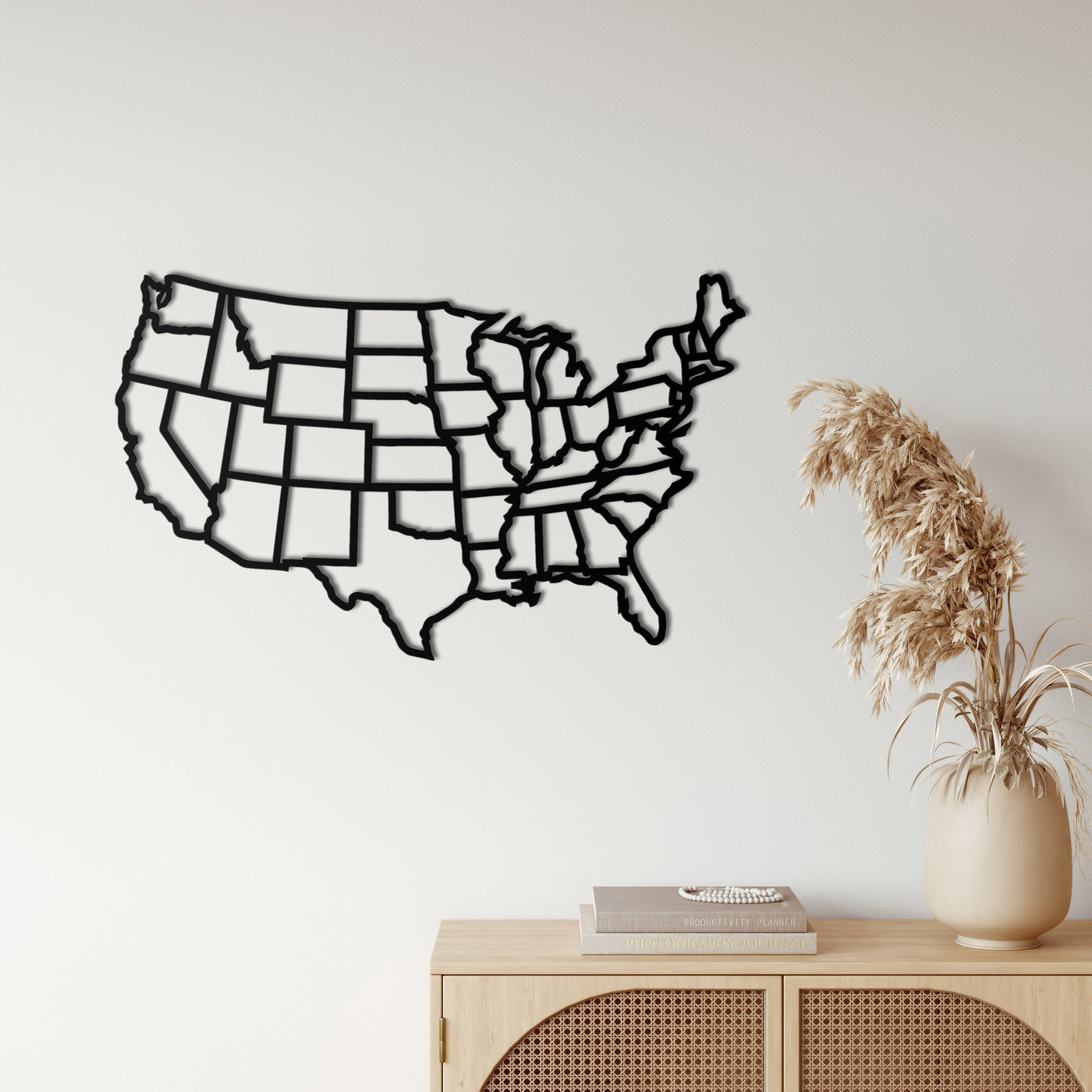 Carte des Etats d'Amérique Art Mural en Métal