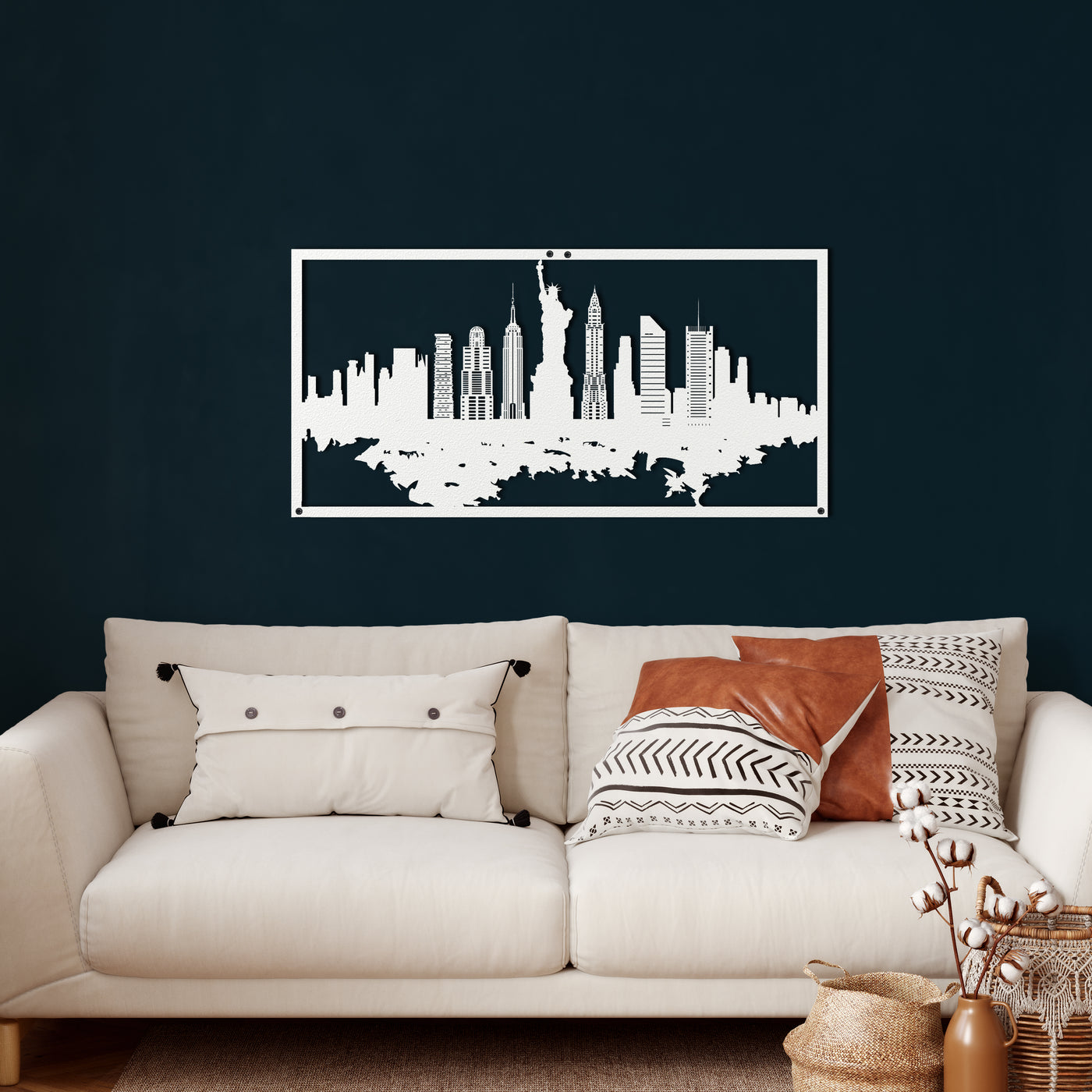 New York Skyline Metall Wandkunst