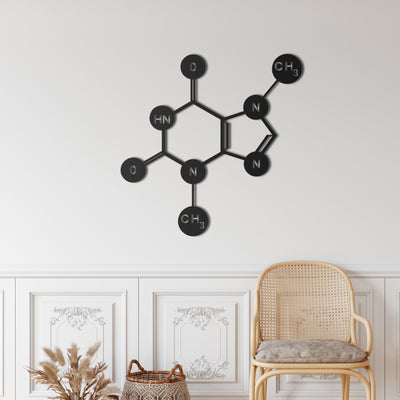 Molécule de Théobromine de Chocolat Art Mural en Métal