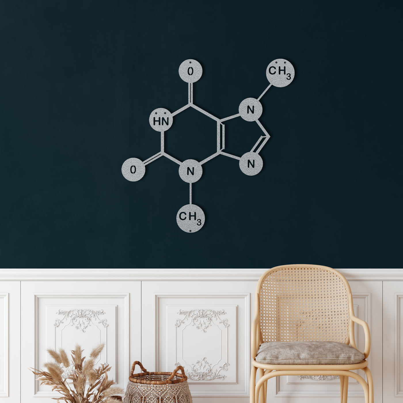 Molécule de Théobromine de Chocolat Art Mural en Métal