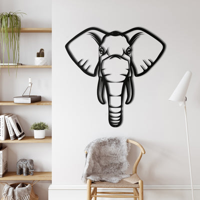 Tête d'éléphant Art Mural en Métal