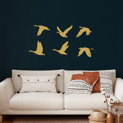 Art Mural en Métal Oiseaux Oies