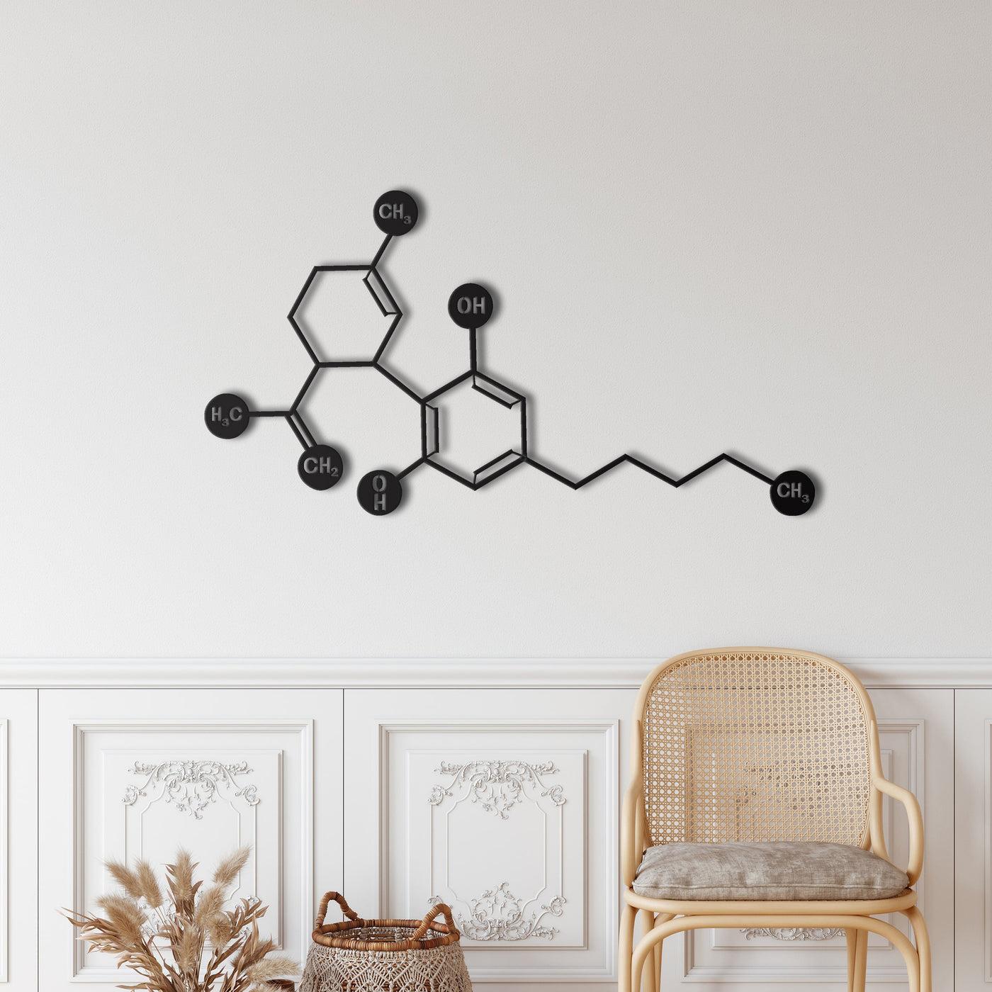 Cannabidiol CBD Molecule Metal Wall Art