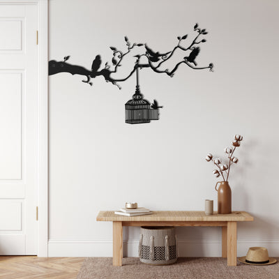 Birds and Cage Metal Wall Art