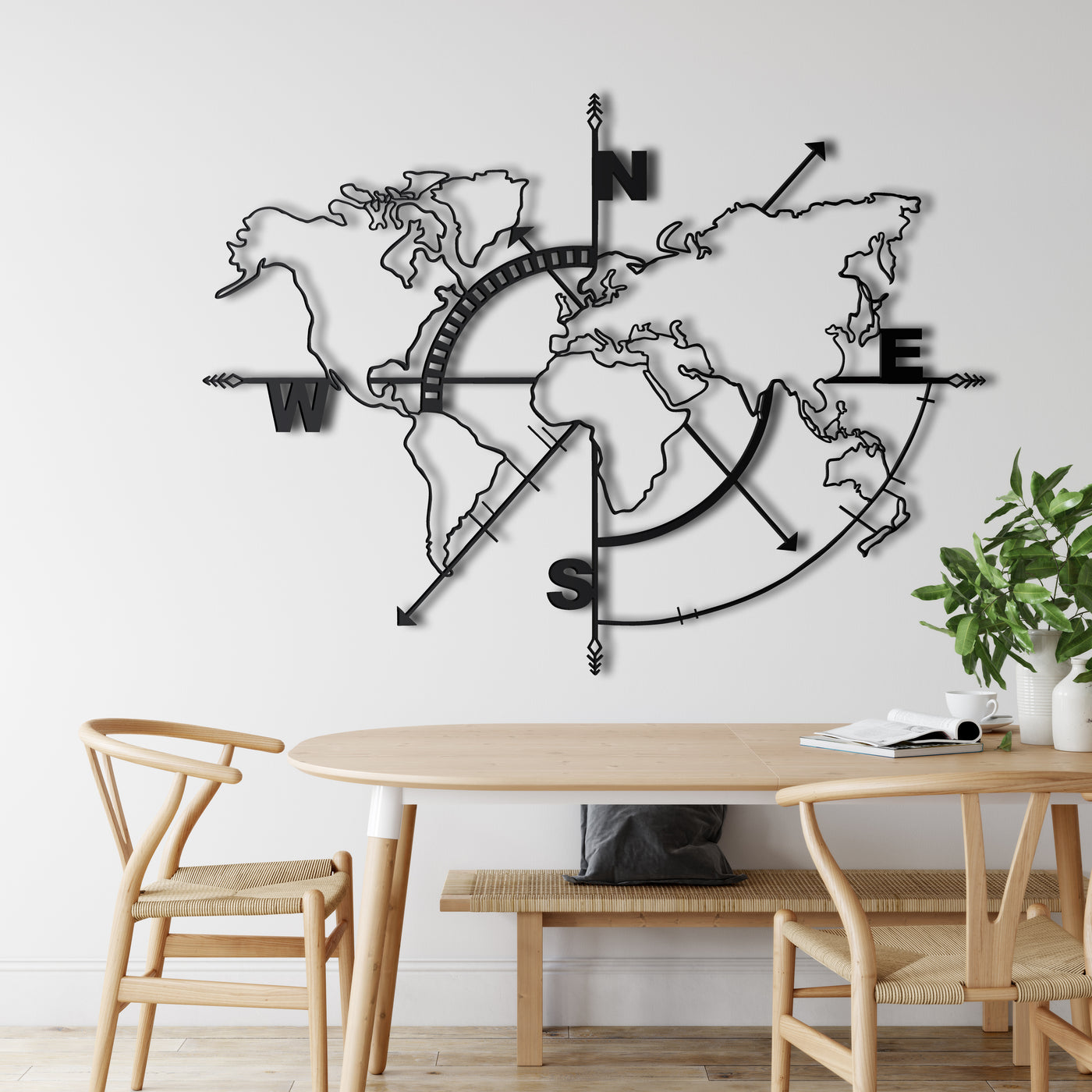 Art Mural en Métal Vide de Carte du Monde