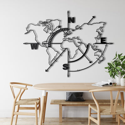World Map Empty Metal Wall Art
