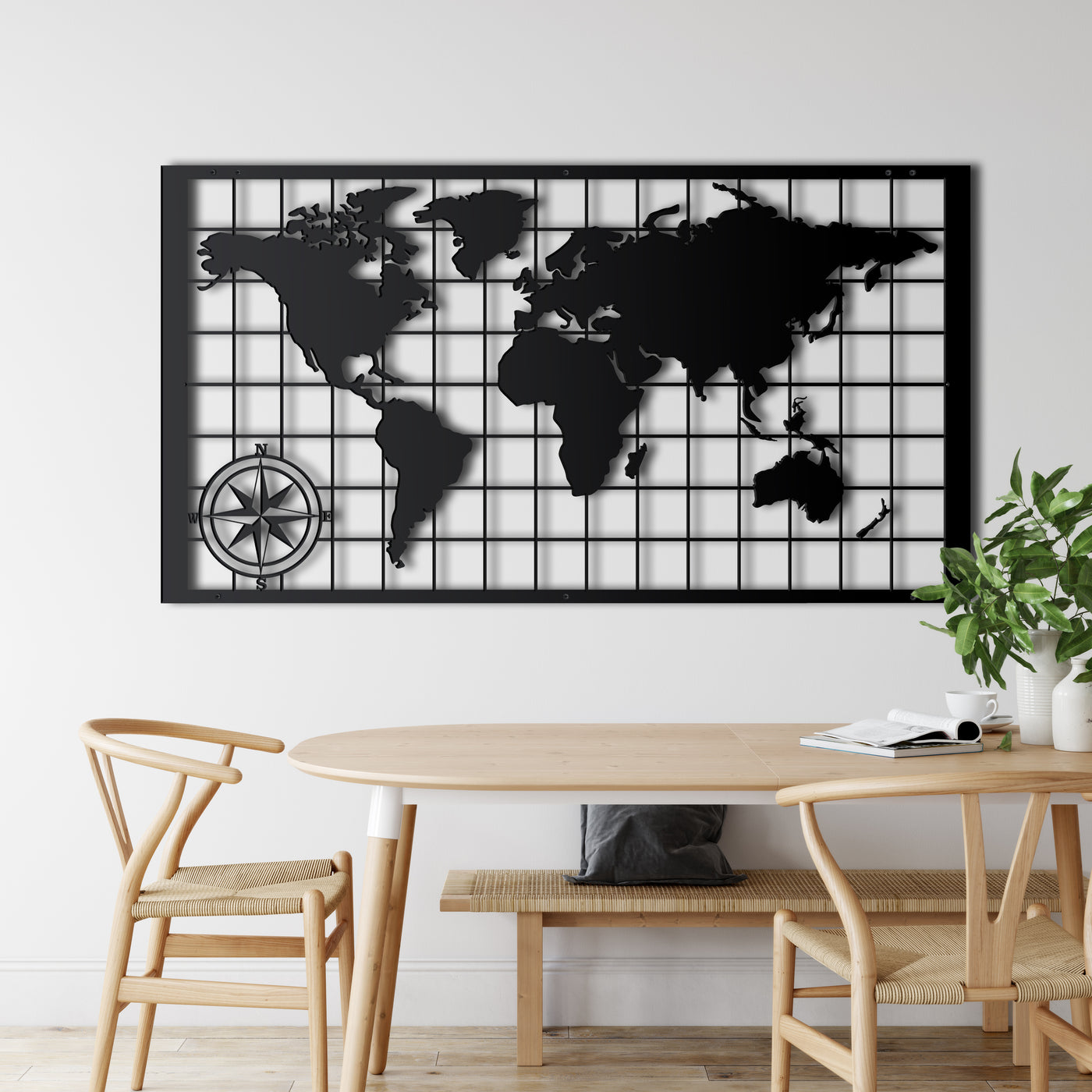 Art Mural en Métal Carte du Monde
