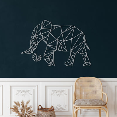 Éléphant Géométrique Art Mural en Métal
