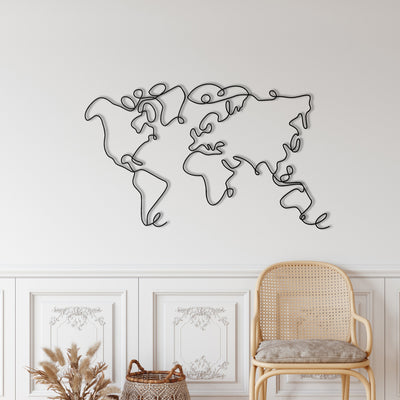 Art Mural en Métal Carte du Monde