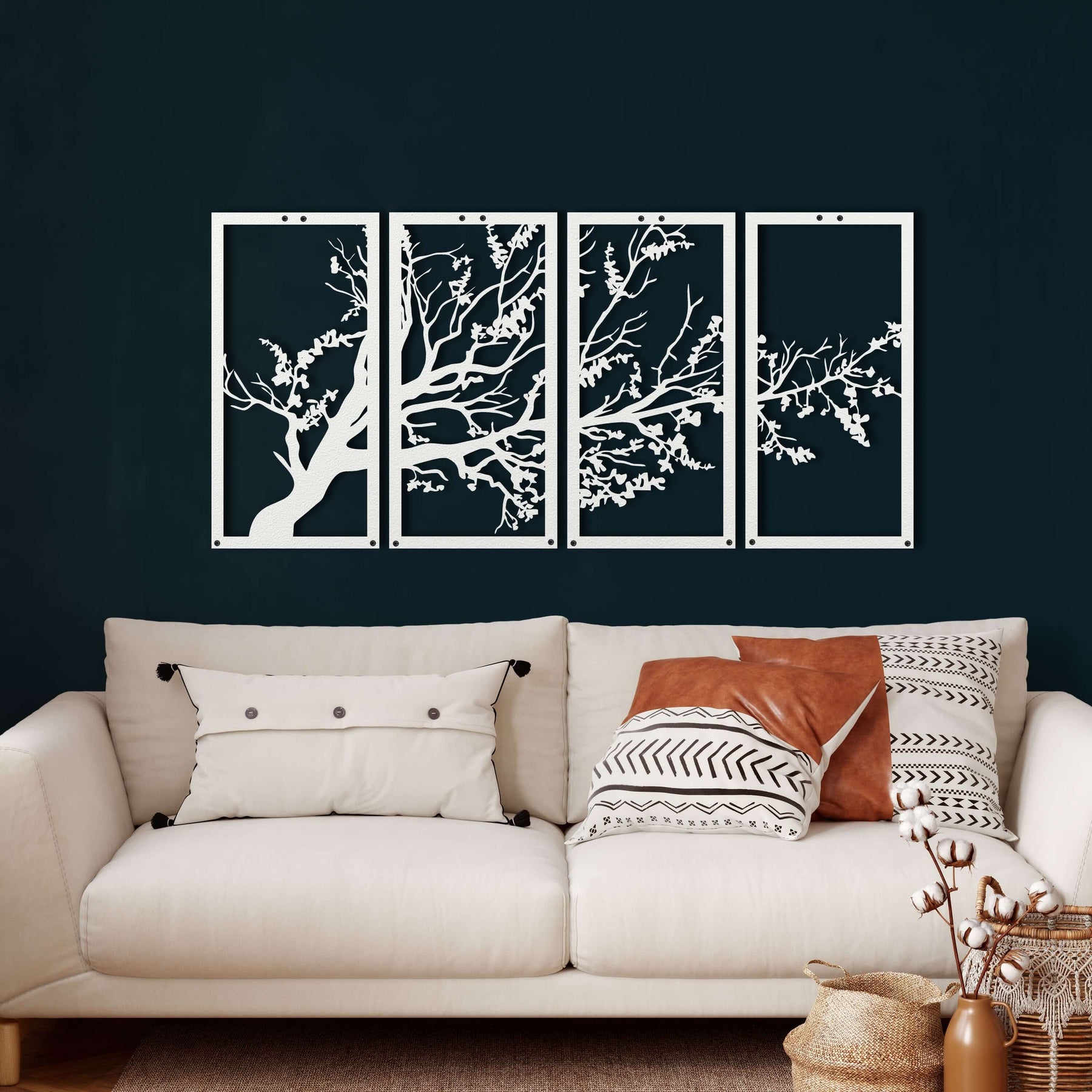 DEKADRON Tree Deer Metal Wall Art – Laser-Cut Steel Decor For Indoor/Outdoor, 37x46 Inches, Powder Coated Finish
