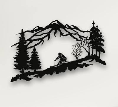 Skifahrer Metall Wandkunst