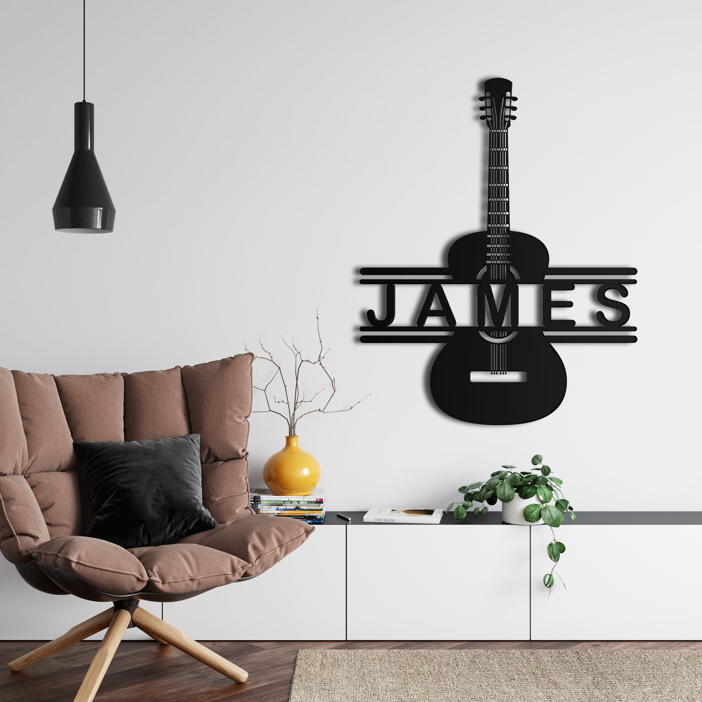 Arte de pared metálico personalizado de la guitarra