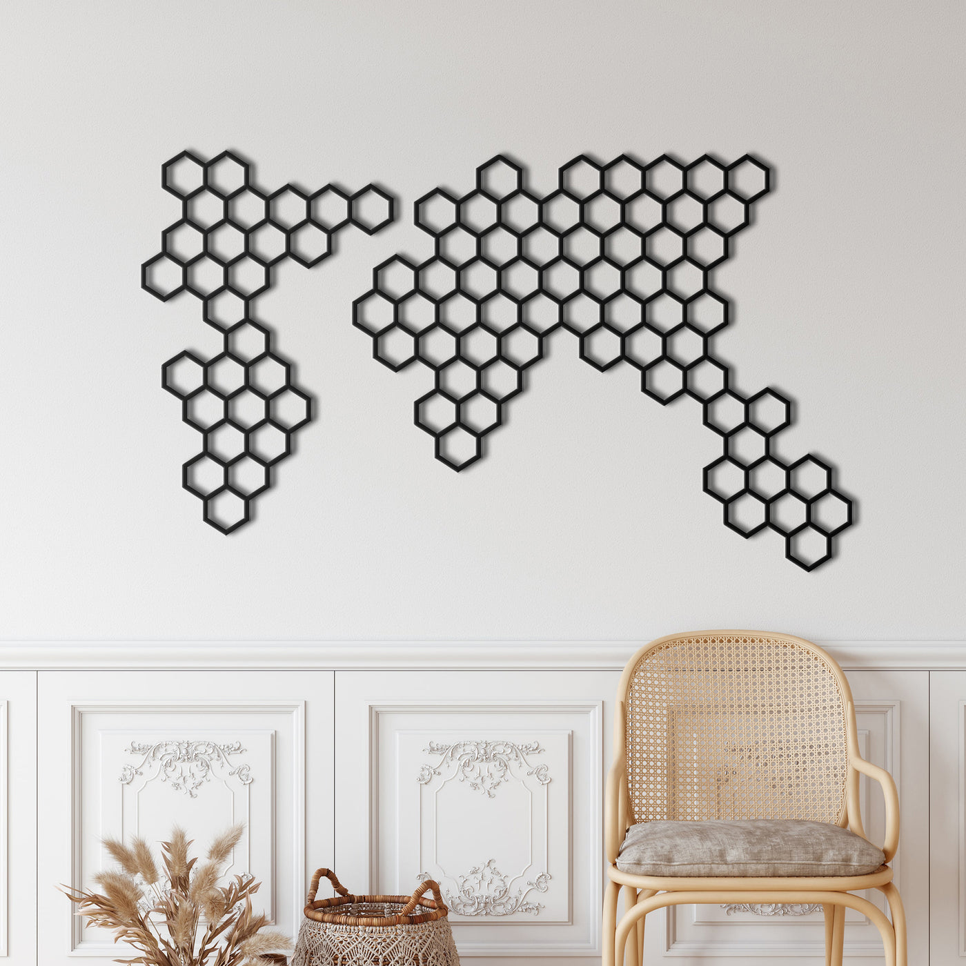 Honeycombs World Map Metal Wall Art