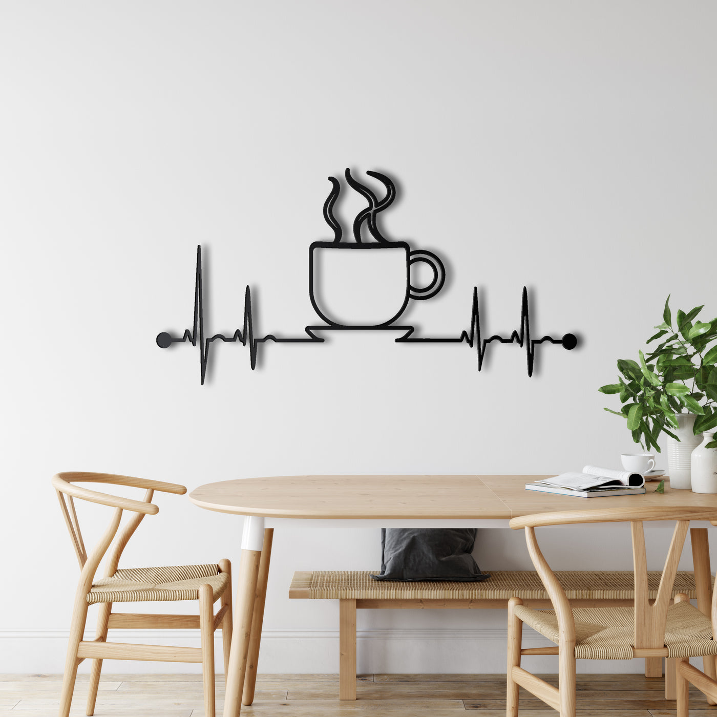 EKG Kaffee Metall Wandkunst