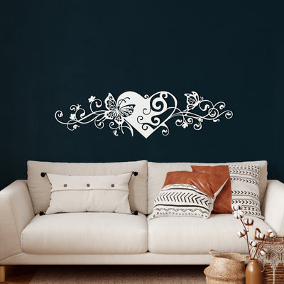 Heart and Butterfly Metal Wall Art