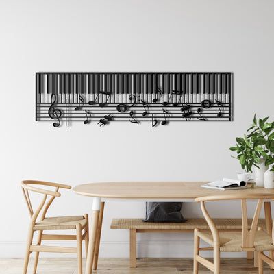 Klavier und Musiknoten Wandkunst aus Metall