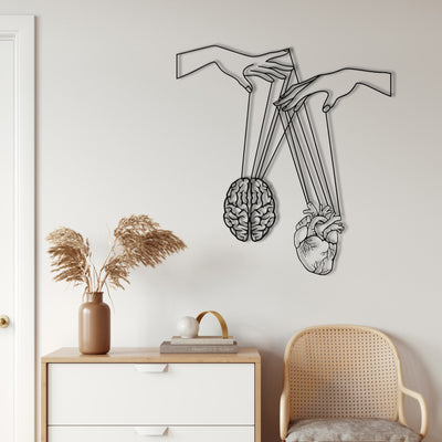 Brain and Heart Metal Wall Art
